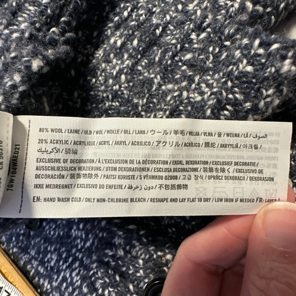 Abercrombie & Fitch Shawl Collar Knit Cardigan Men's Large Blue Grandpa Sweater - Picture 5 of 6